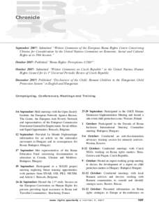 C H I L D P R OT E C T I O N  Chronicle September 2007: Submitted “Written Comments of the European Roma Rights Centre Concerning Ukraine for Consideration by the United Nations Committee on Economic, Social and Cultur