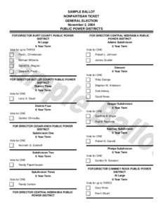 SAMPLE BALLOT NONPARTISAN TICKET GENERAL ELECTION November 2, 2004 PUBLIC POWER DISTRICTS FOR DIRECTOR BURT COUNTY PUBLIC POWER
