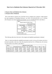 Basic Survey (Radiation Dose Estimates) Reported on 25 DecemberResponse Rates and Radiation Dose Estimates 1.1 Response Rates of Residents The overall effective response rate to the Basic Survey (radiation dose