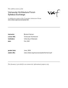 Vernacular Architecture Forum / Architecture / Henry Glassie / Seminar / Culture / Learning / Education / Architectural design / Folklore / Vernacular architecture