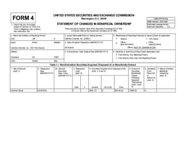 UNITED STATES SECURITIES AND EXCHANGE COMMISSION  FORM 4 Washington, D.C