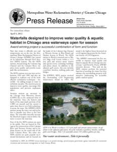 Metropolitan Water Reclamation District of Greater Chicago  Press Release Allison Fore Public Affairs Specialist