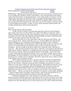 Southern Campaign American Revolution Pension Statements & Rosters Pension application of Andrew Pickens S3697 fn69SC Transcribed by Will Graves[removed]Methodology: Spelling, punctuation and/or grammar have been corre