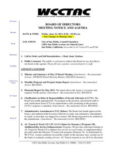 El Cerrito  BOARD OF DIRECTORS MEETING NOTICE AND AGENDA Hercules