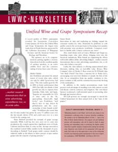 FEBRUARY 2003 LODI - WOODBRIDGE WINEGRAPE COMMIS SION L W W C •N E W S L E T T E R Unified Wine and Grape Symposium Recap A record number of 9000+ participants