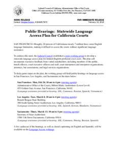 Public Hearings: Statewide Language Access Plan for California Courts