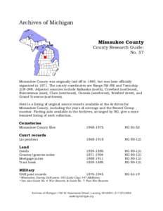 Archives of Michigan  Missaukee County County Research Guide: No. 57