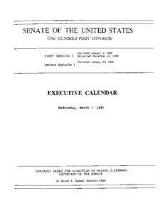 SENATE OF THE UNITED STATES ONE HUNDRED FIRST CONGRESS FIRST SESSION {  Convened January 3, 1989