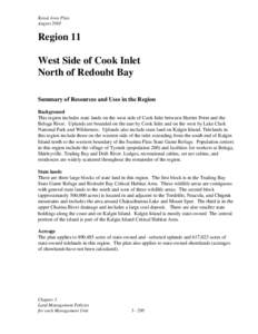 Kenai Area Plan August 2001 Region 11 West Side of Cook Inlet North of Redoubt Bay