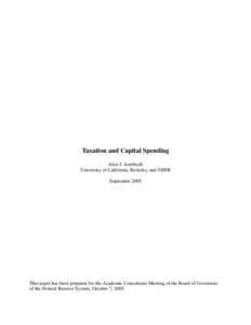 Taxation and Capital Spending