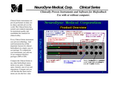 NeuroDyne Medical, Corp.  Clinical Series Clinically Proven Instruments and Software for Biofeedback Use with or without computer.