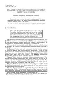 J. Japan Statist. Soc. Vol. 31 No{19 EXAMPLE PAPER FOR THE JOURNAL OF JAPAN STATISTICAL SOCIETY Genshiro Kitagawa* and Sadanori Konishi**