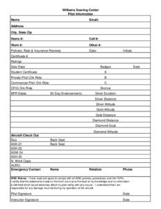 Pilot Verification Check List & Information Form