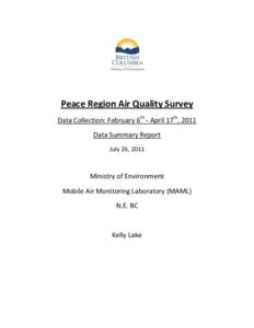 Peace Region Air Quality Survey - Data Collection: February 6th - April 17th 2011
