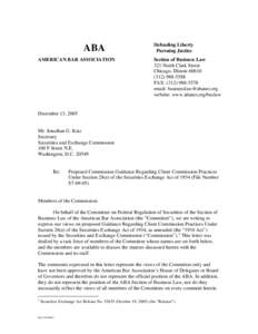 Committee on Federal Regulation of Securities, Business Law Section,  American Bar Association on S7-09-05