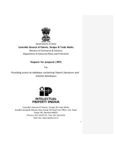 Government of India Controller General of Patents, Designs & Trade Marks Ministry of Commerce & Industry Department of Industrial Policy and Promotion  Request for proposal ( RFP)