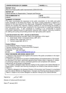 LONDON BOROUGH OF CAMDEN  WARDS: ALL REPORT TITLE West End Project public realm improvements (CENV[removed])