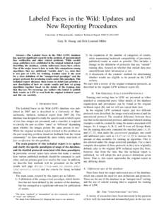 1  Labeled Faces in the Wild: Updates and New Reporting Procedures University of Massachusetts, Amherst Technical Report UM-CS