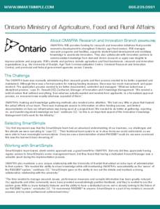 WWW.SMARTSIMPLE.COMOntario Ministry of Agriculture, Food and Rural Affairs About OMAFRA Research and Innovation Branch (OMAFRA RIB)
