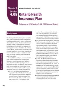 Chapter 4 Section Ministry of Health and Long-Term Care[removed]Ontario Health