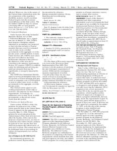 Emission standards / United States / Environment / Toxic Substances Control Act / Title 40 of the Code of Federal Regulations / Clean Air Act / National Ambient Air Quality Standards / Code of Federal Regulations / Air pollution in the United States / United States Environmental Protection Agency / Environment of the United States