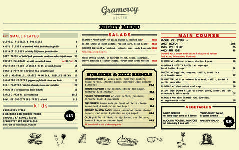 Gramercy BISTRO NIGHT MENU   SMALL PLATES