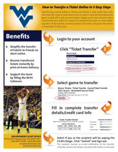 How to Transfer a Ticket Online in 5 Easy Steps Transferring unused tickets to family and friends is now easier than ever. Eliminate the need to meet face-to-face or stand in will-call lines before the game to drop off o