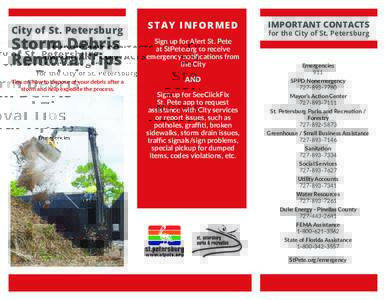 City of St. Petersburg  Storm Debris Removal Tips  Tips on how to dispose of your debris after a