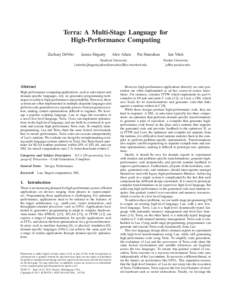 Terra: A Multi-Stage Language for High-Performance Computing Zachary DeVito James Hegarty