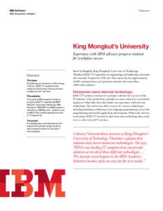 IBM Software IBM Academic Initiative Education  King Mongkut’s University