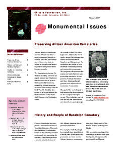 Chicora Foundation, Inc. PO Box 8664, Columbia, SCFebruaryMonumental Issues