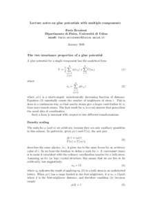 Lecture notes on glue potentials with multiple components Furio Ercolessi Dipartimento di Fisica, Universit`