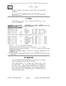 Citation: K.A. Olive et al. (Particle Data Group), Chin. Phys. C, 38, and 2015 update  I (J P ) = B±