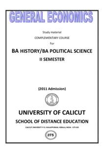 Study material COMPLEMENTARY COURSE For BA HISTORY/BA POLITICAL SCIENCE II SEMESTER