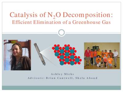 Catalysis of N2O Decomposition: Efficient Elimination of a Greenhouse Gas Ashley Micks Advisors: Brian Cantwell, Shela Aboud