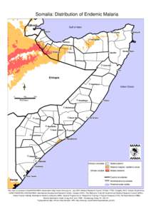 Somalia: Distribution of Endemic Malaria Djibouti Djibouti Gulf of Aden Saylac