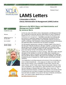 LAMS LETTERS  February 2014 Volumne 3, Issue 1  LAMS Letters