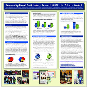 Community-Based Participatory Research (CBPR) for Tobacco Control  Merryl Hammond Ph.D.,1 Rob Collins,1 Jerome Gordon,2 Alfred Moses,3 Lucy Kuptana,2 Debbie Dedam-Montour,4 Natalie Beauvais,4 Catherine Carry,5 Tanya Gree