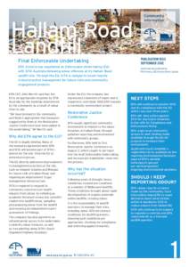 Hallam Road Landfill Final Enforceable Undertaking EPA Victoria has negotiated an Enforceable Undertaking (EU) with SITA Australia following odour offences at its Hallam Road landfill site. Through the EU, SITA is oblige