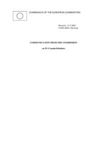 EUROPA - Enterprise - EU-Canada Relations - Communication from the Commission, 13 May 2003