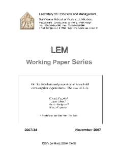 On the distributional properties of household consumption expenditures. The case of Italy. Giorgio Fagiolo∗ Lucia Alessi† Matteo Barigozzi†