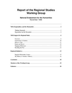 Report of the Regional Studies Working Group