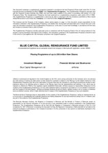 This document comprises a supplementary prospectus prepared in accordance with the Prospectus Rules made under Part VI of the Financial Services and Markets Act 2000 (“FSMA”) (the 