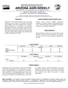 ARIZONA AGRI-WEEKLY Issue AZ-CW1324 – For the week ending June 16, [removed]Released June 17, 2013 st 230 North 1 Avenue · Phoenix, AZ[removed][removed] · ([removed]FAX · www.nass.usda.gov/az
