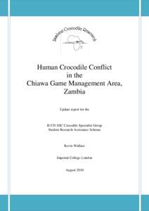 Human Crocodile Conflict in the Chiawa Game Management Area, Zambia Update report for the