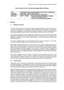 Sector Fiche[removed]to Action Programme 2006 for Serbia  SECTOR FICHE[removed]TO ACTION PROGRAMME 2006 FOR SERBIA Title Total cost Aid Method
