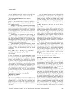 Abstracts (See the ‘Random comments’ column on p. 377 for publication information on items marked with ‘*’. Ed.) Three dimensional graphics with Sketch David M. Allen Sketch is a 3D scene description translator b