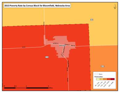 ´  2013 Poverty Rate by Census Block for Bloomfield, Nebraska Area 543 Ave