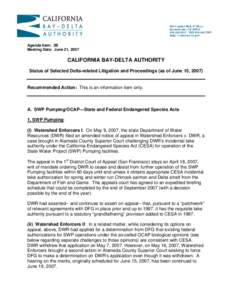 Water in California / Osmeridae / Impact assessment / Environment of California / California Environmental Quality Act / Delta smelt / California State Water Project / Environmental impact statement / Central Valley Project / Fish / Environment of the United States / California