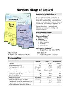 Northern Village of Beauval Community Highlights Athabasca Boreal West Churchill